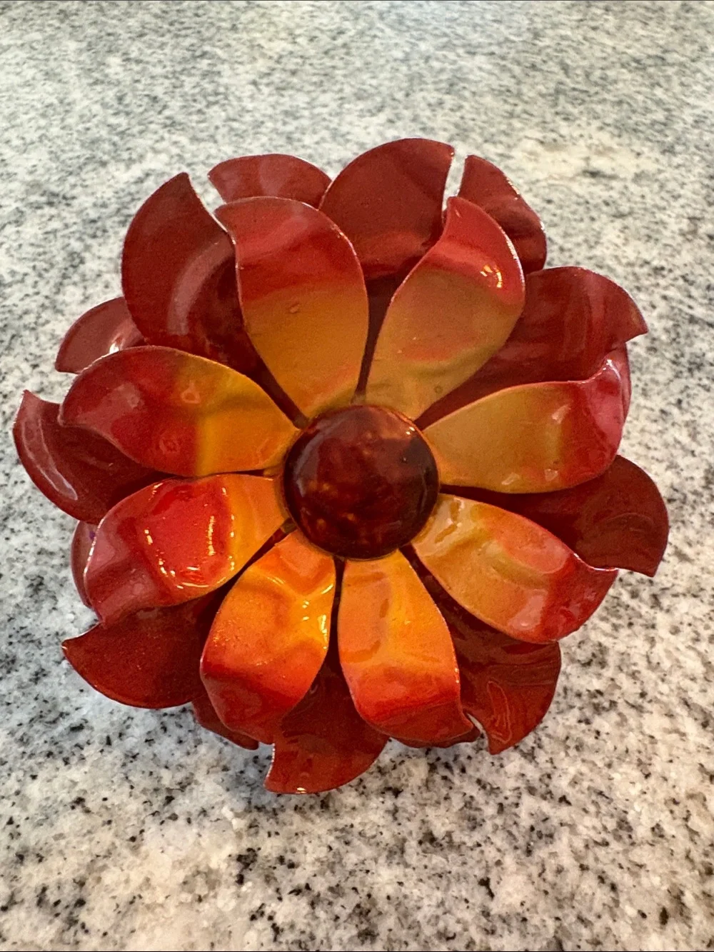 Pier 1 Red and Yellow Floral Metal Napkin Rings - Set of 7